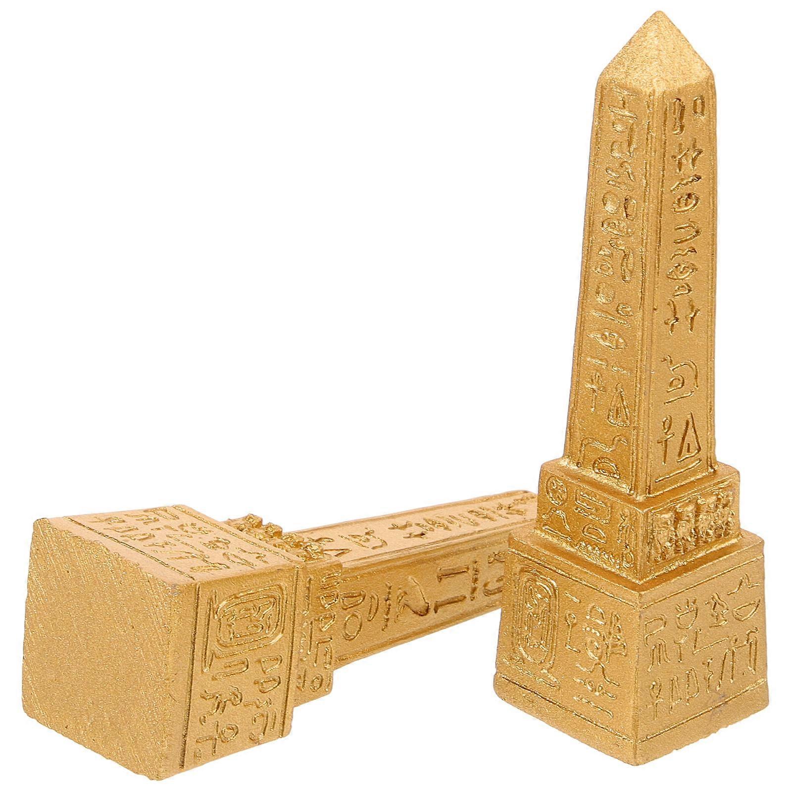 Egyptian Tower Figurines 2pcs Desktop Decor Sculptures Model Statues for Home Office Sand Table Decoration