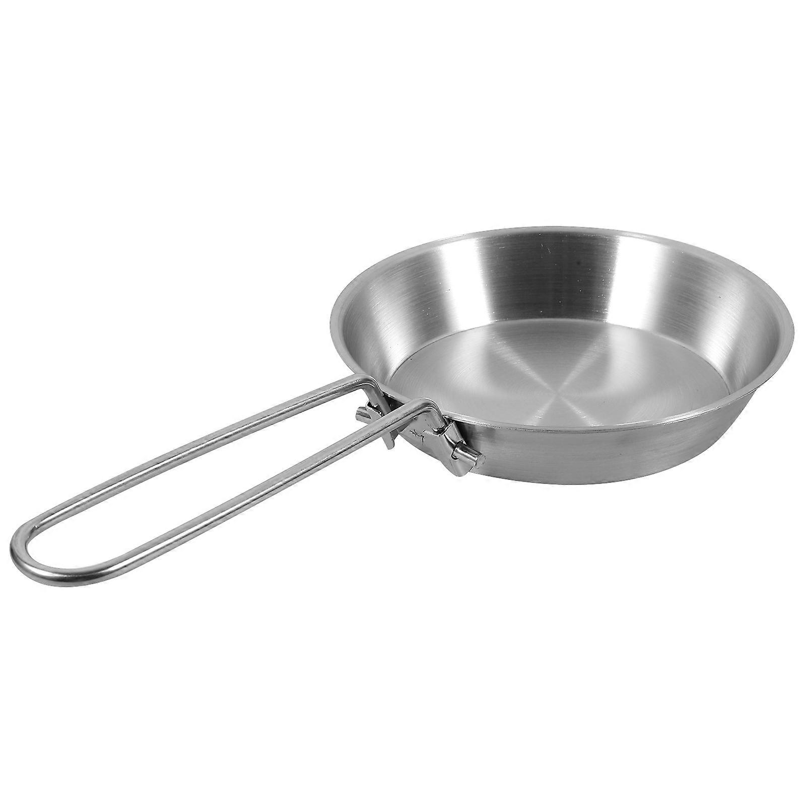 Mini Stainless Steel Frying Pan Nonstick Oil Skillet for Eggs with Folding Handle