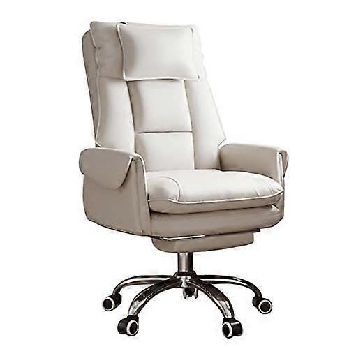 Computer chair with high backrest and footrest, ergonomic office desk, swivel chair with LiveLift seat, beige
