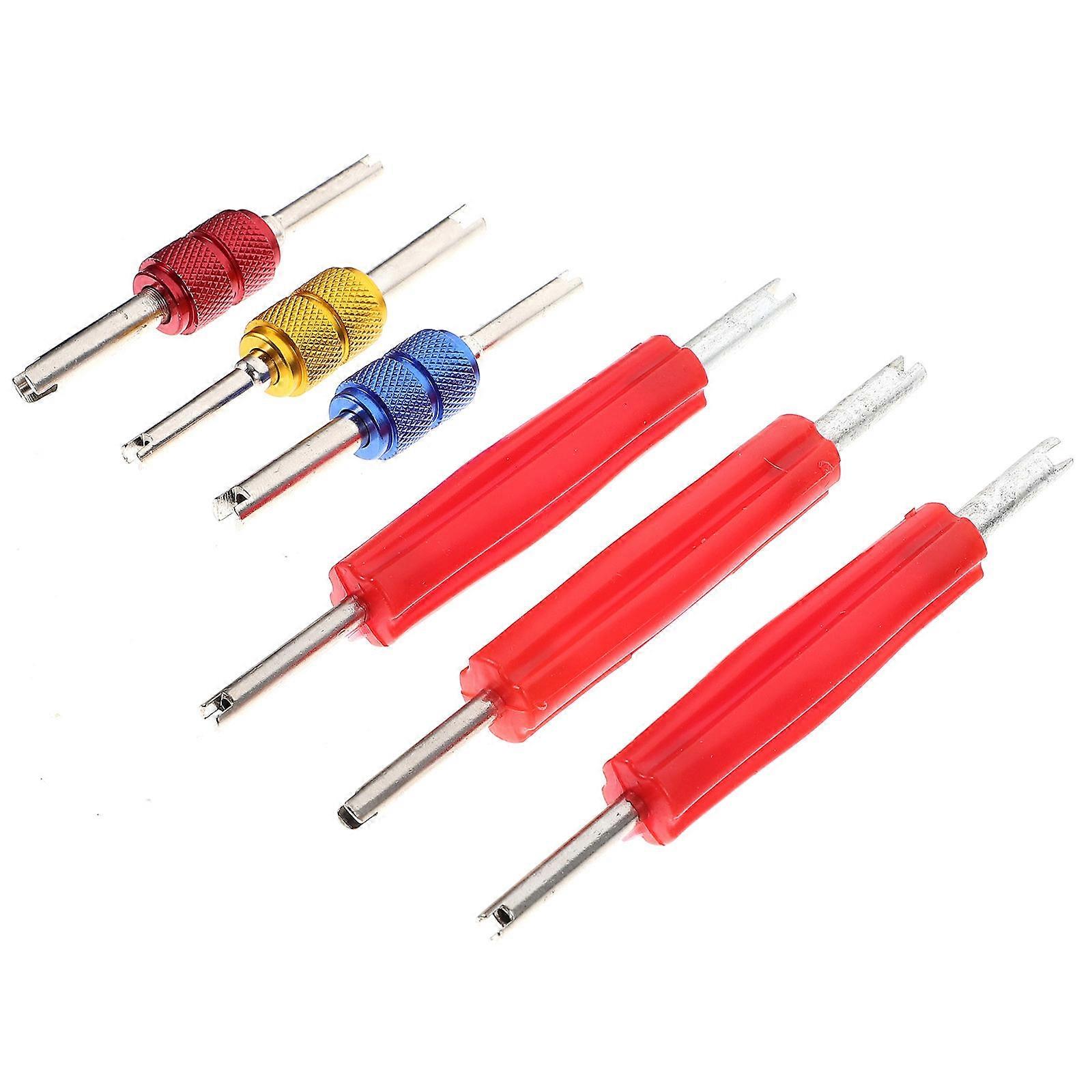 Valve Core Removal Tool Set Valve Stem Removal Tool Dual-Head Design Metal 1.5x12.5cm 6Pcs