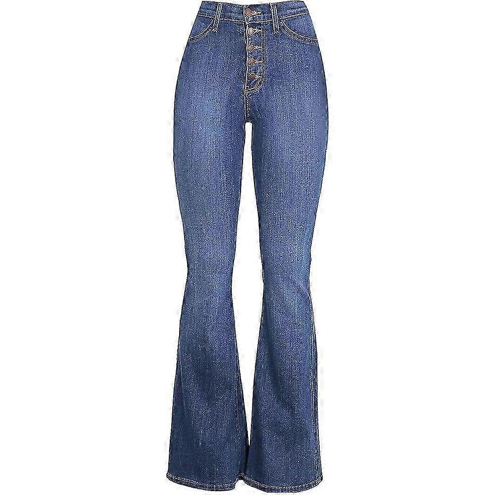 ג'ינס ג'ינס עם רגל רחבה במותניים גבוהים לנערות מתבגרות - מכנסיים רחבים מתלקחים, מתיחה, גזרת מגפיים ומכנסיים רחבים מזדמנים (XL)