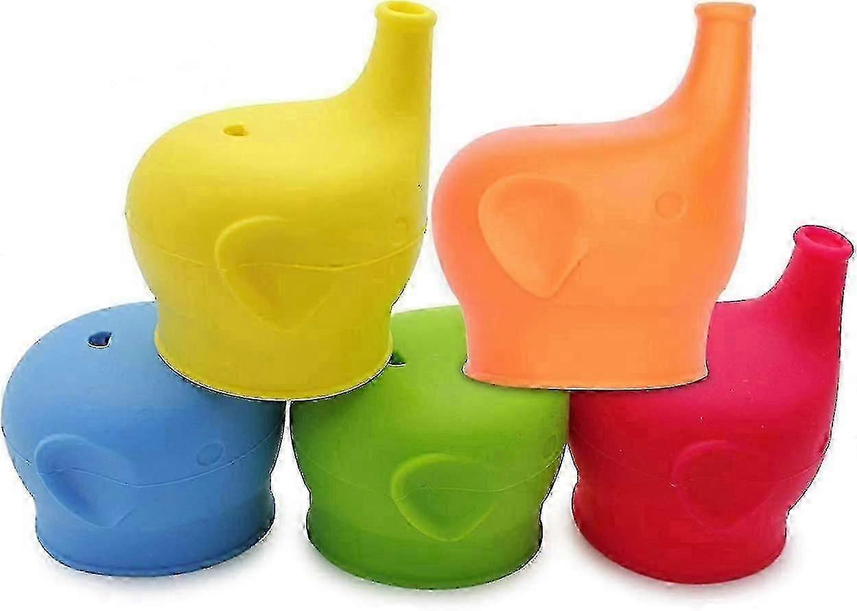 5 Pcs Silicone Couvercles De Gobelet Belle Conception D’éléphant Spill-Proof Silicone Enfants Couvercles