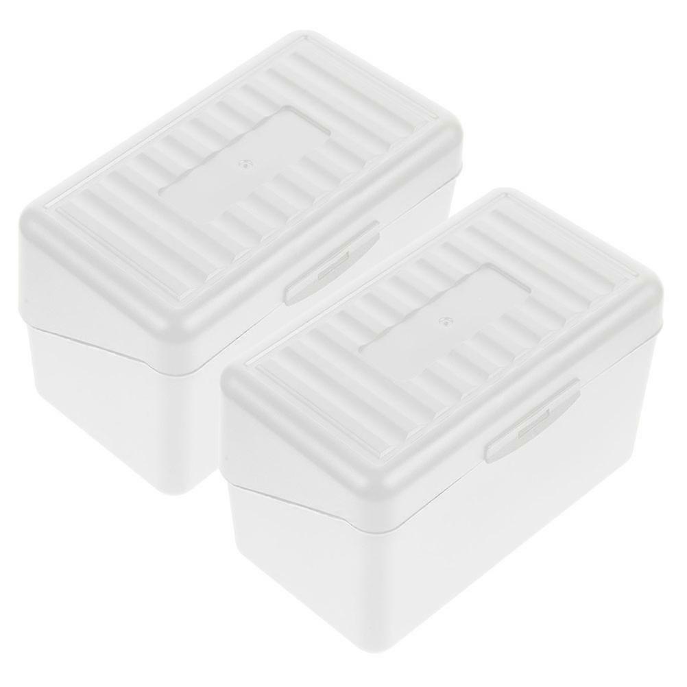 Card Storage Case Desk Business Card Organizer Waterproof Rectangular Simple Design 2Pcs