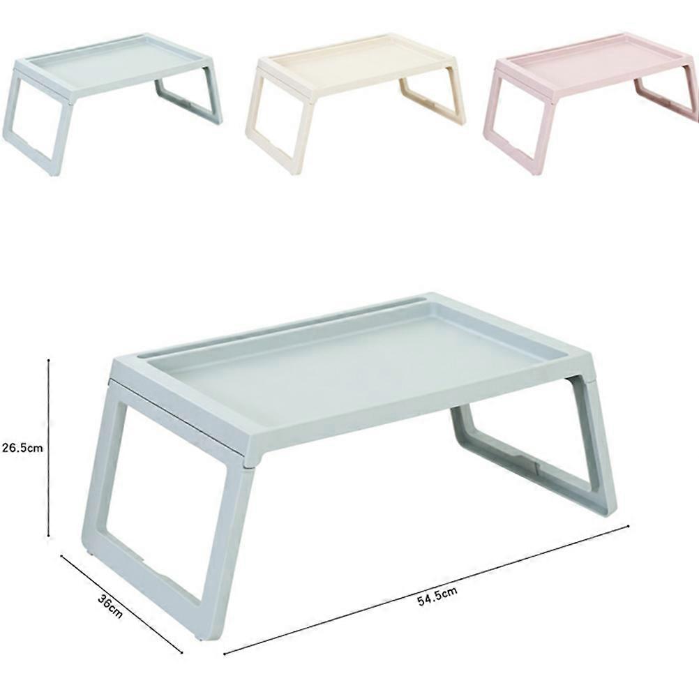 Foldable Bed Table with Legs, PP Plastic Breakfast Desk for Laptop, Mobile Phone Groove, Portable Serving Tray for Home Bedroom