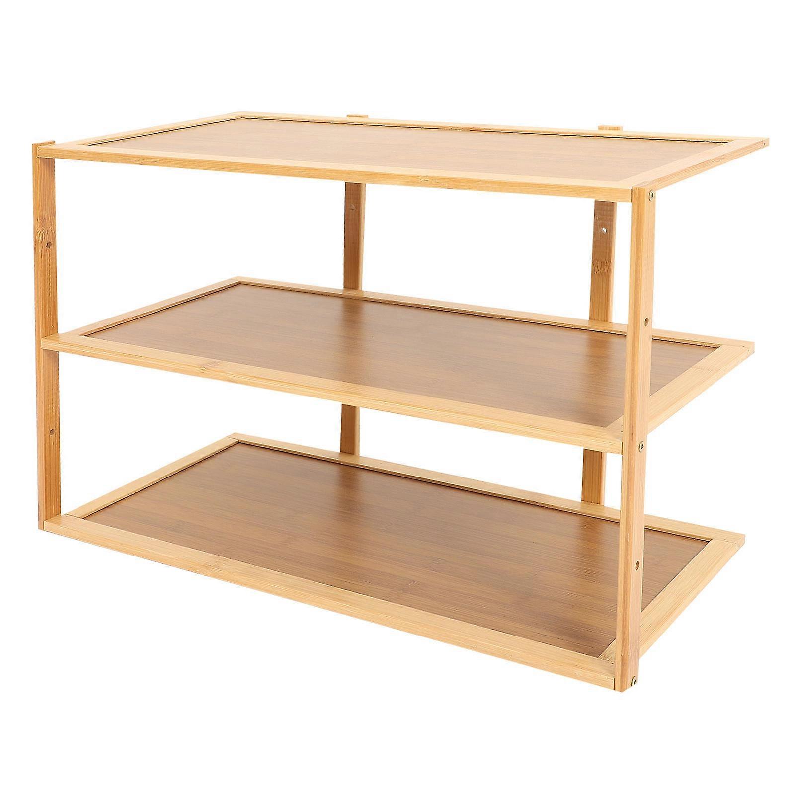 Shoe Storage Rack Multi Functional Organizer Home Use Rectangular Bamboo 1Pcs