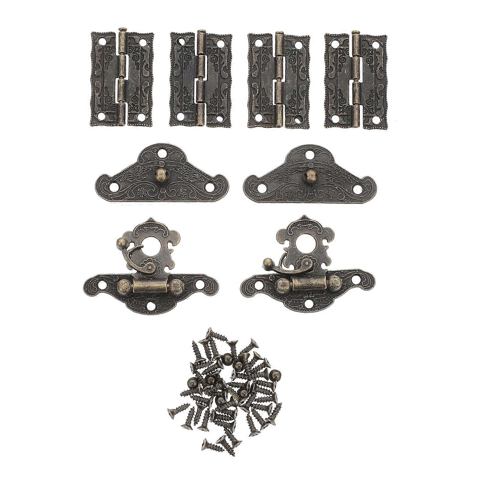 Ancient Box Hinge Set Wooden Box Accessories Rectangular Zinc Alloy Vintage Design 1Set