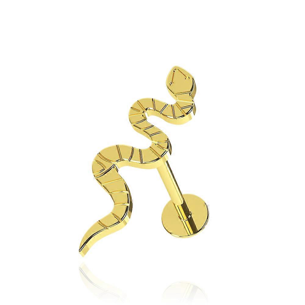 14K Gold Internally Threaded Snake Top Flat Back Stud