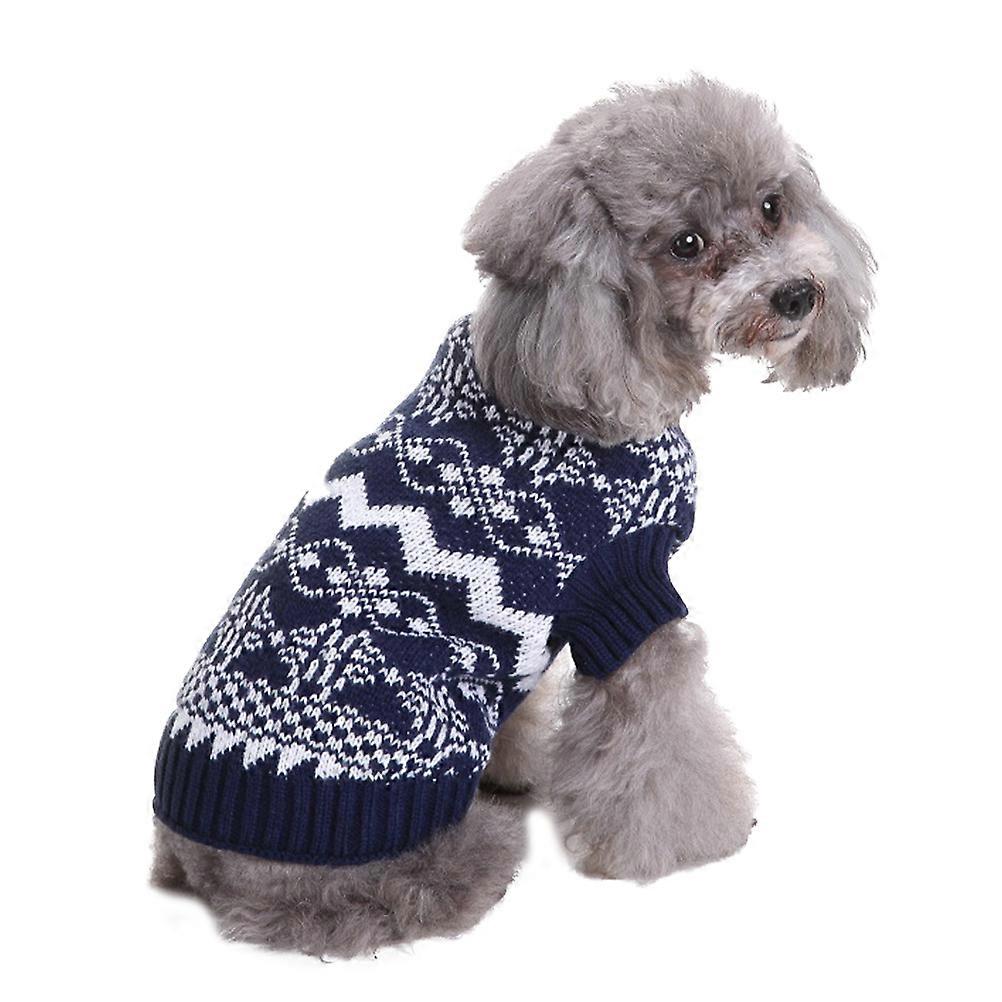 Warm Pet Sweater Turtleneck Knitted Sweater Pet High Collar Sweater Puppy Cloth Winter Pet Costume Warmth Blue XL 1Set