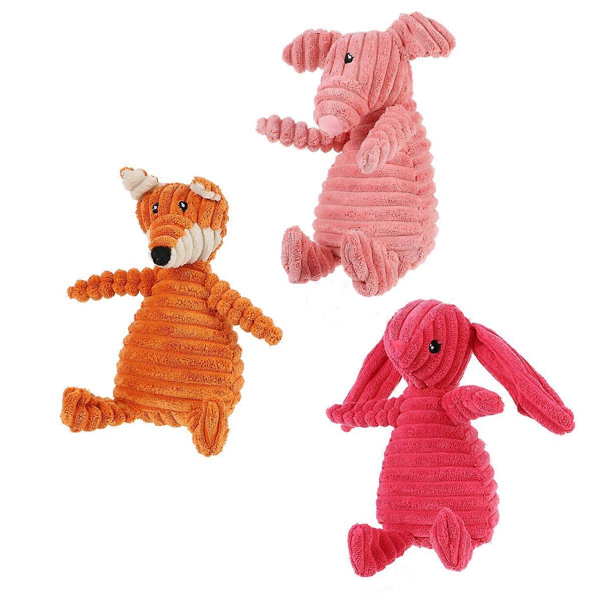 Dog Soft Toy Plush Molar Toy Pet Training Assorted Color 25x10x7cm Sound Making 3Pcs Set