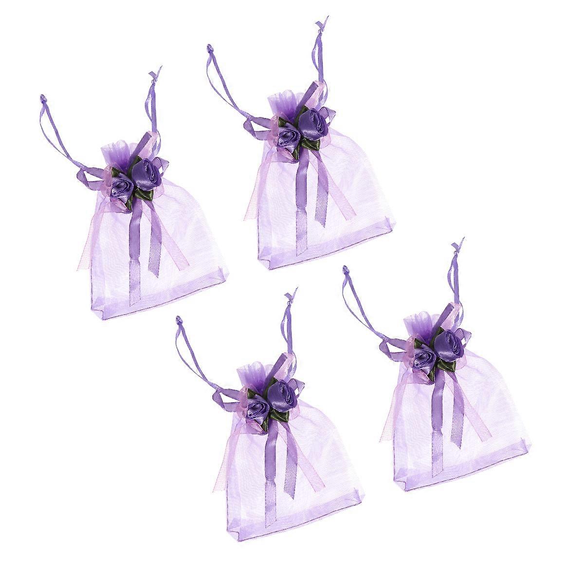Favor Bags Drawstring Candy Pouch Tulip Shaped Purple 12x9.5x0.1cm Parties Reusable 12Pcs