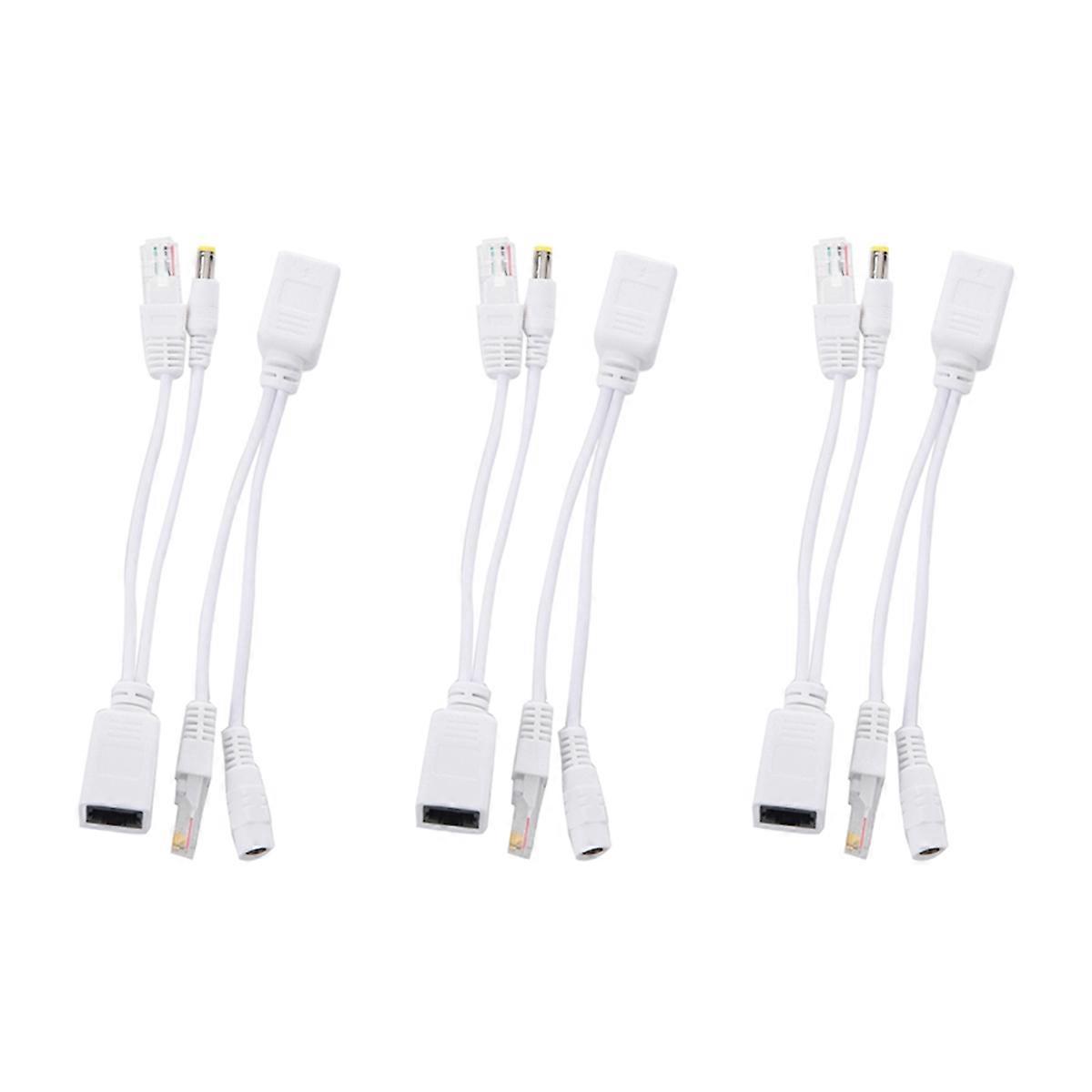 3X Passive Power over Ethernet PoE Adapter Injector + Splitter Kit 5v 12v 24v 48v