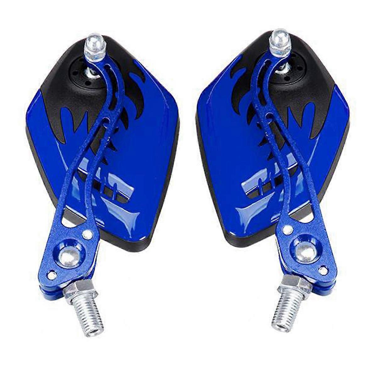 2PCS Motorcycle Rearview Mirrors Rotation 8 / 10Mm Black+Blue