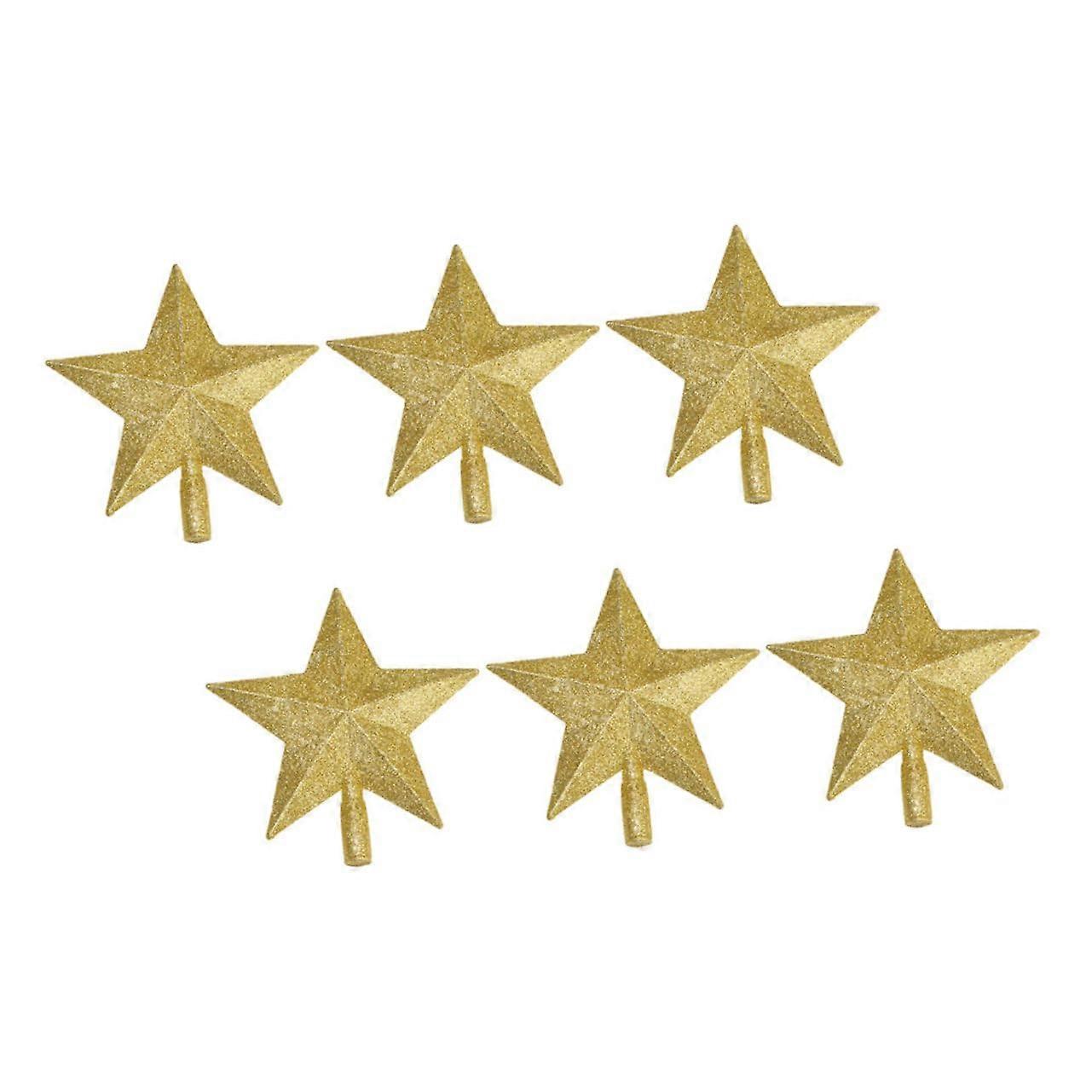 6 Pieces Christmas Tree Topper Gold Five-Pointed Star Decorations Durable Design for Festive Occasions and Memorable Photos