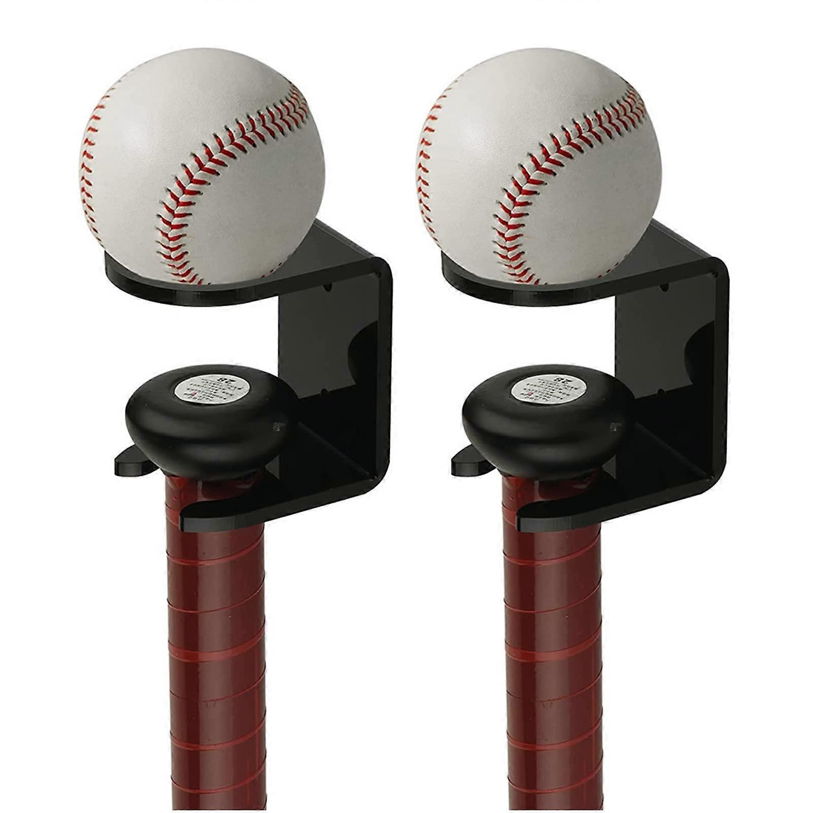 Baseball Bat Wall Mount with Replacement Screws for Bats and Balls, Black