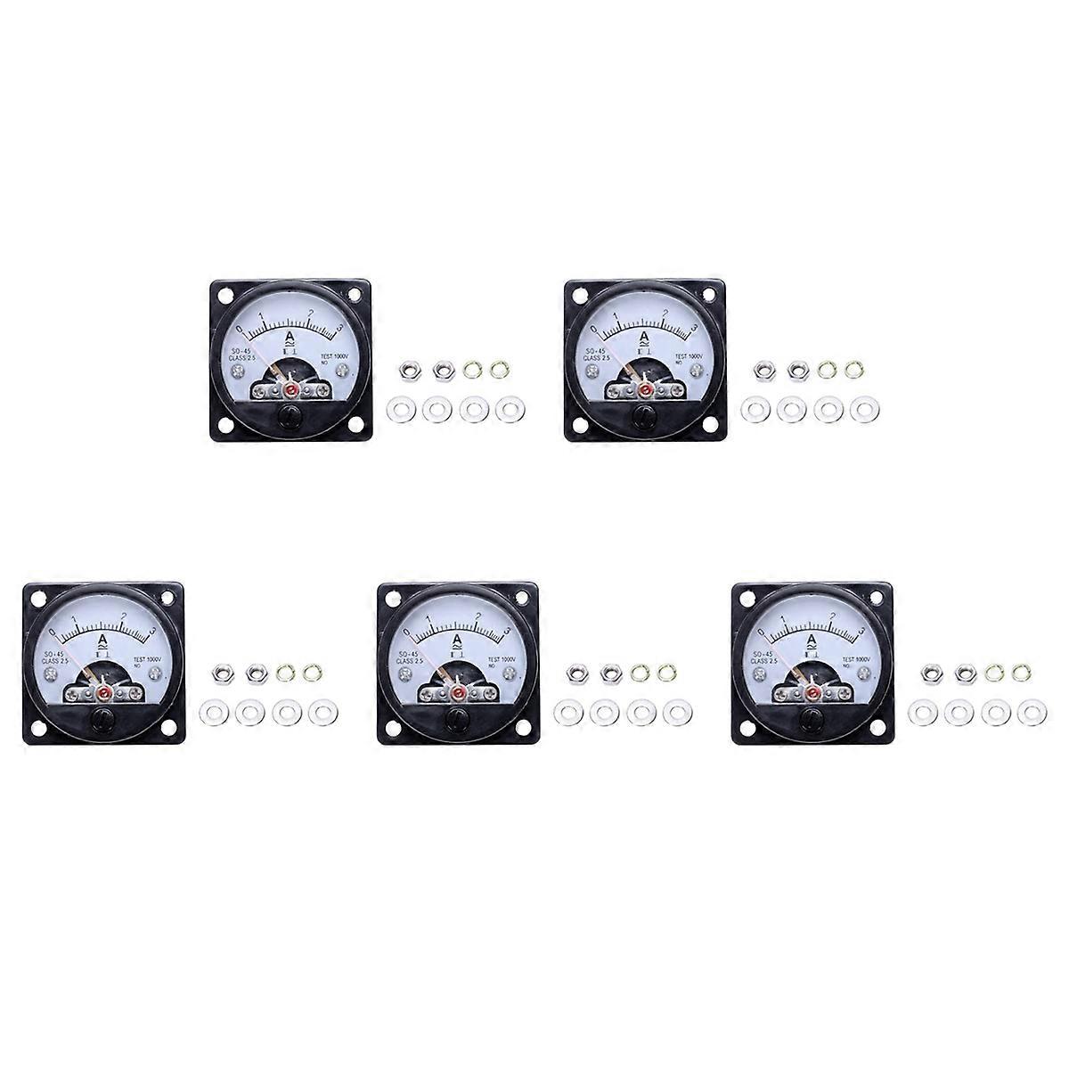 5X AC 0-3A Round Analog Panel Meter Current Measuring Ammeter Gauge Black