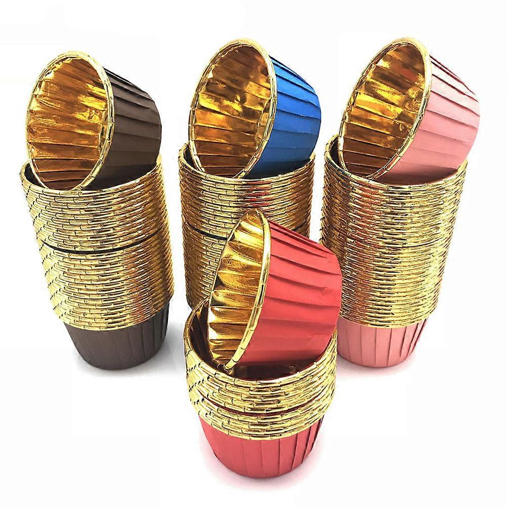 50pcs Heat Resistant Colored Muffin Cups, Disposable Paper Baking Cups with Gold Double Sided Aluminized Coating for Parties, Cakes, Desserts
