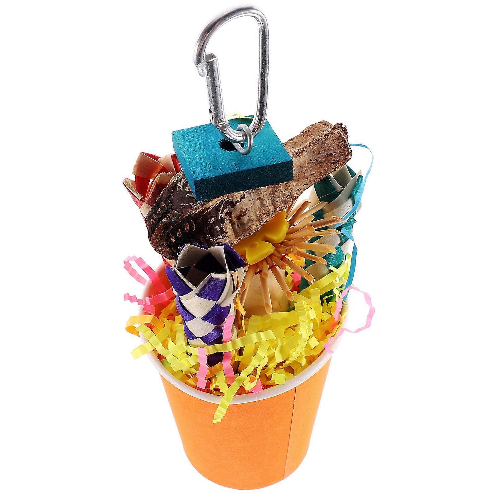 Hanging Chewing Toy Birds Parrots Relaxation Assorted Color 7x19.5cm 1Set