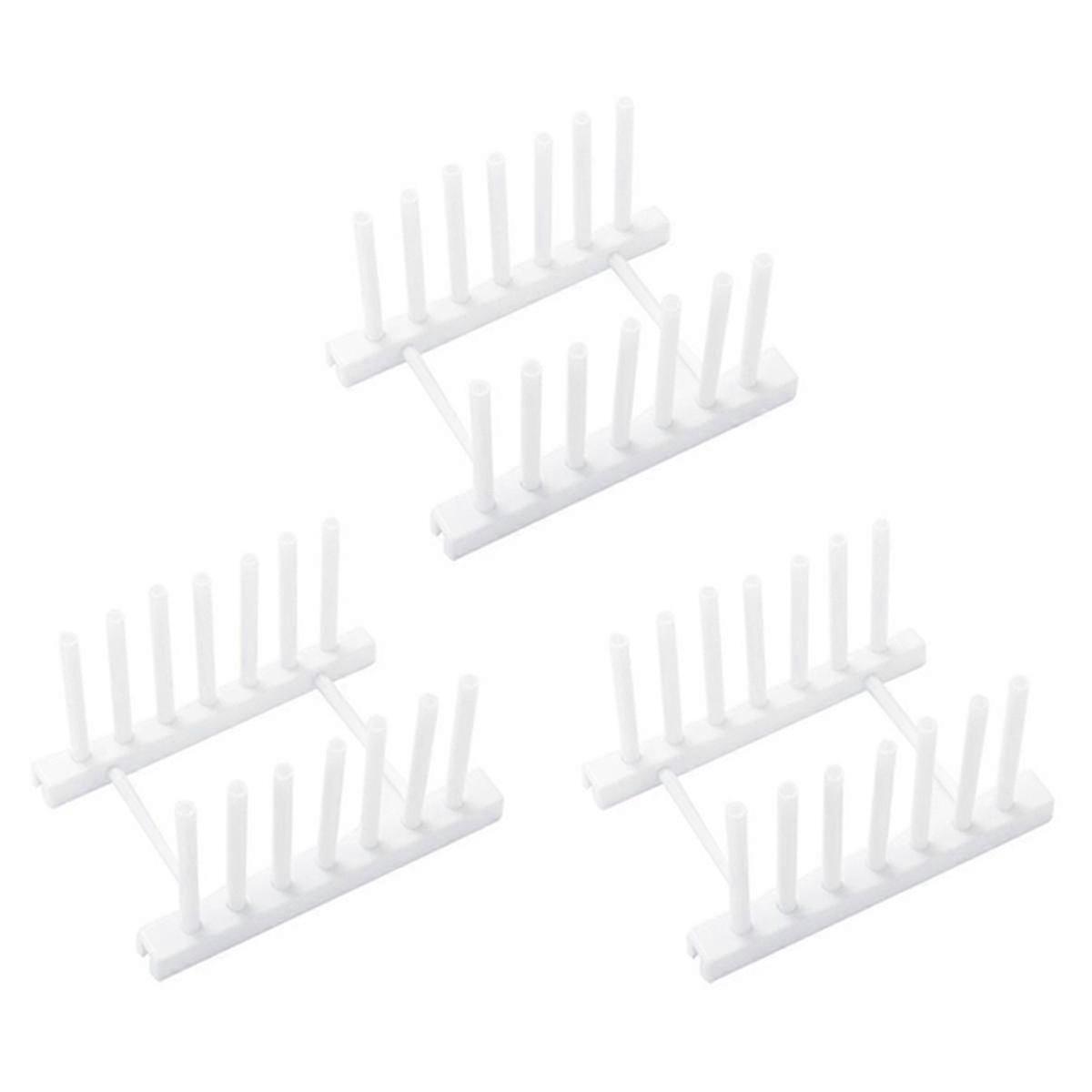Plastic Dish Plate Drain Rack, Multifunctional Drying Storage Rack for Kitchen Tableware, White Tray Holder