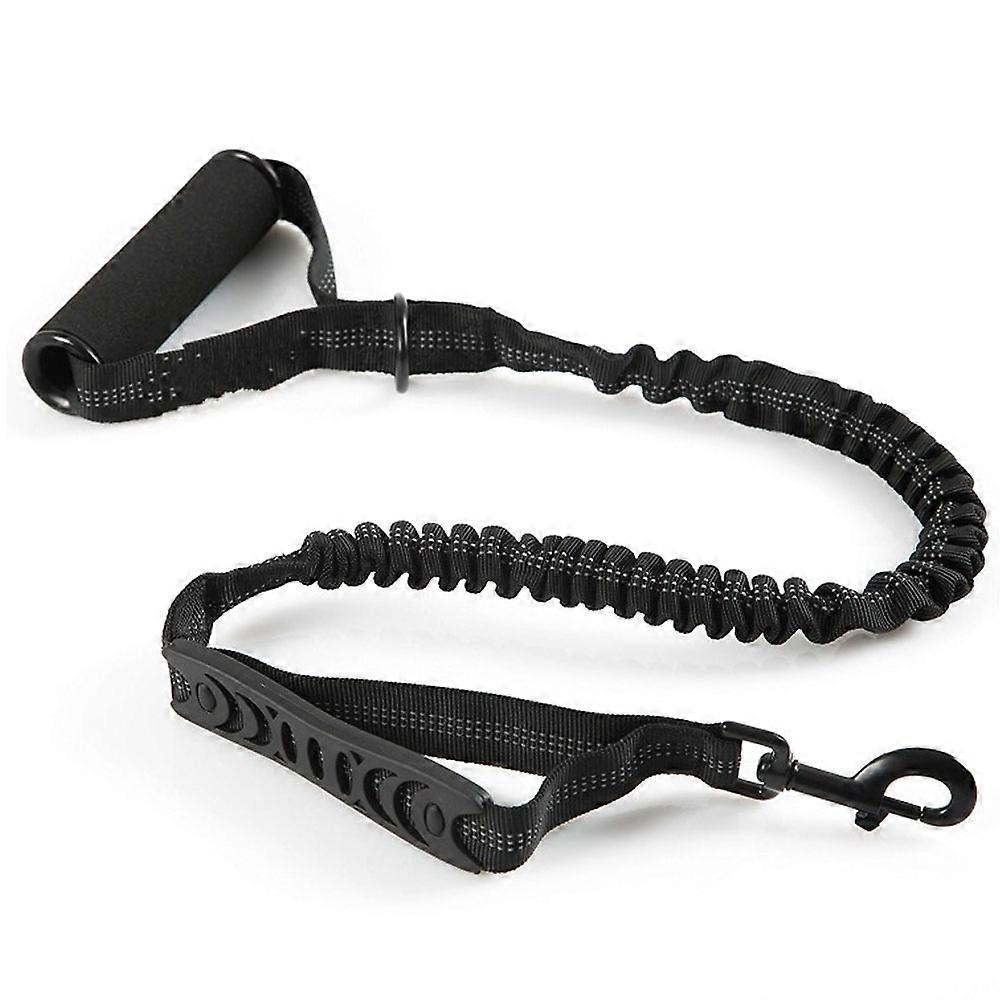 High Reflective Heavy Elastic Bungee Jumping Medium And Large Dog Skin Shock Absorber, With Comfortable Cushion Handle And Traffic Handle-Black