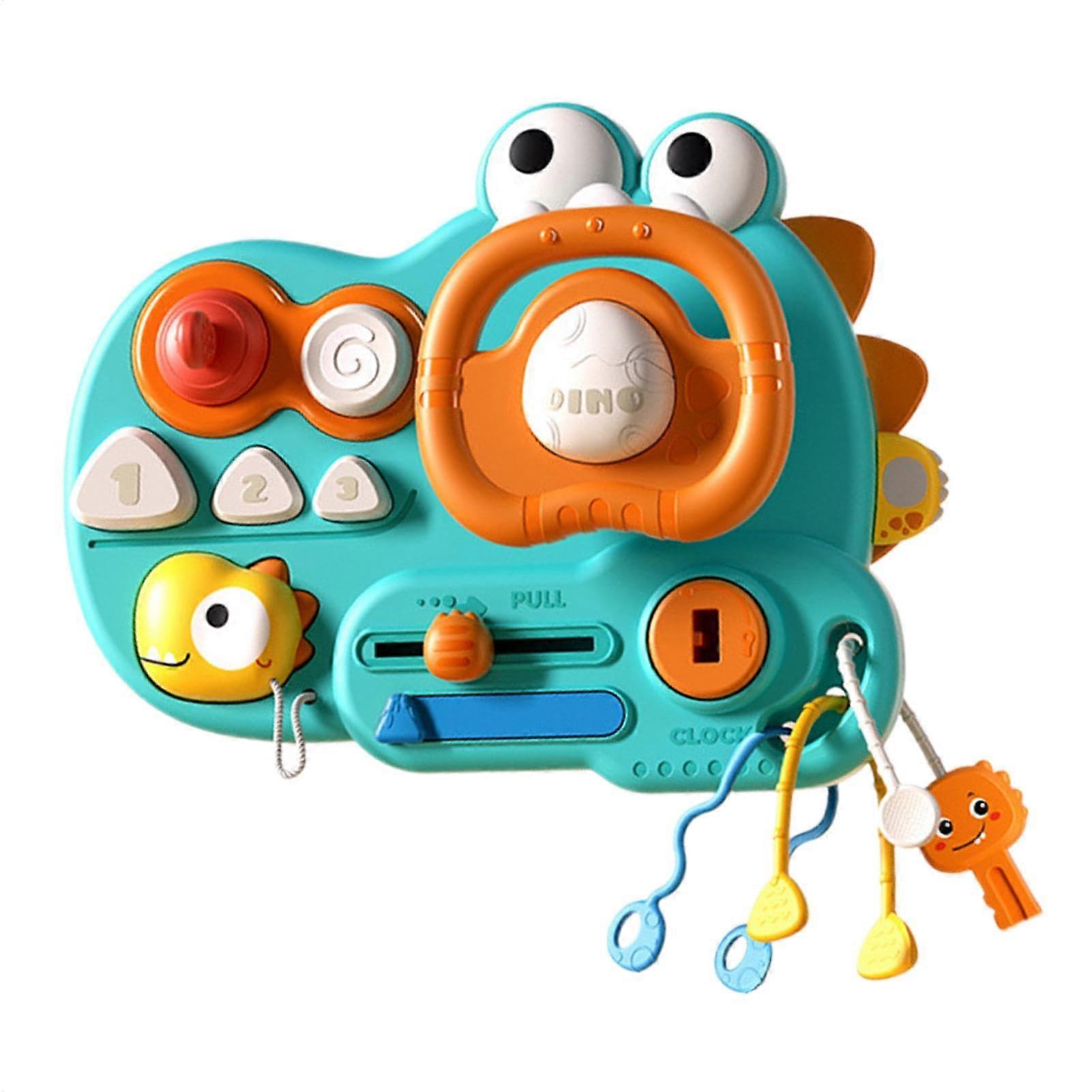 Dinosaurier Fidget Board Spielzeug für Kinder - Grünes Früherziehungsspiel für Feinmotorik für Zuhause, Reisen, Vorschule