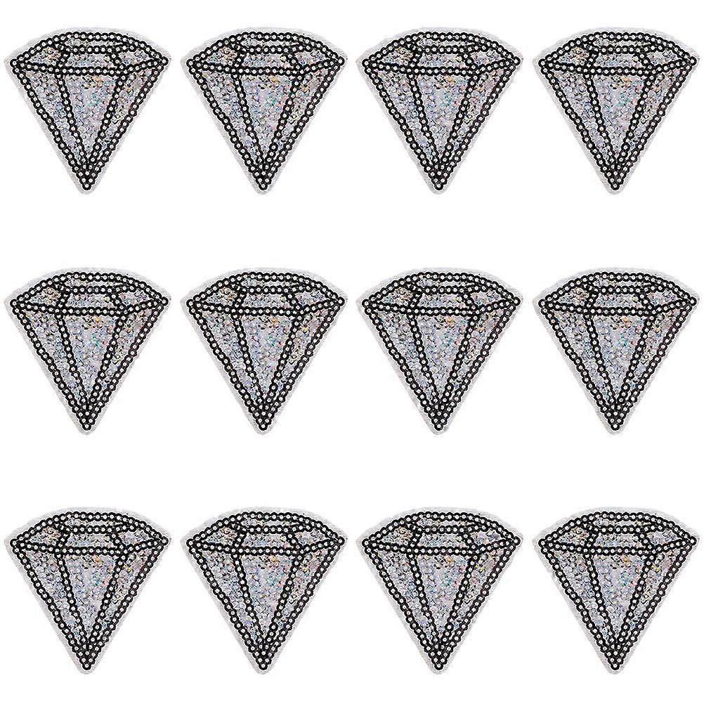 12pcs Sequined Diamond Applique Patches with Adhesive Backing for DIY Clothes, Bags, Shoes, Cosplay & Costume Decoration Glitter Patch