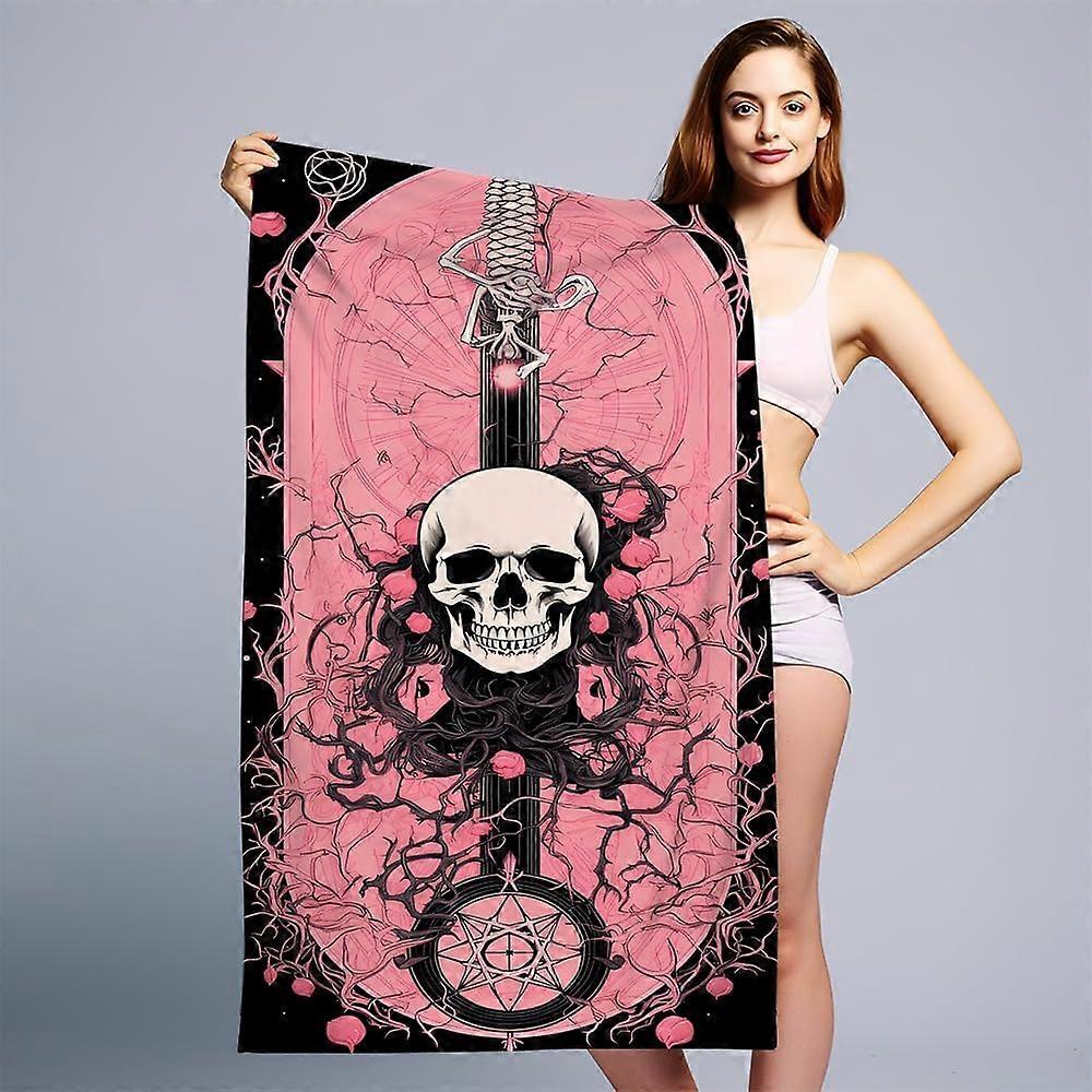 2-Pack Microfiber Beach Towels, Skull Pattern