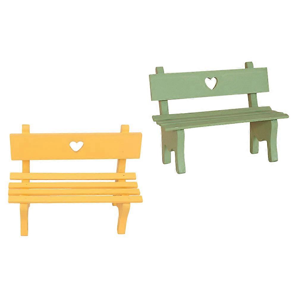 Park Benches Miniature Furniture Garden Decor Rectangular Shape Wood Material 2Pcs