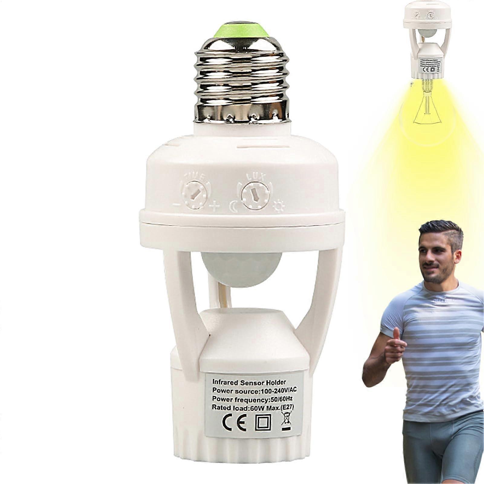 Motion Sensor Light Bulb Adapter with Waterproof Smart Holder for Indoor Outdoor Lamps, 4.69 x 2.2 Inches, Multicoloured