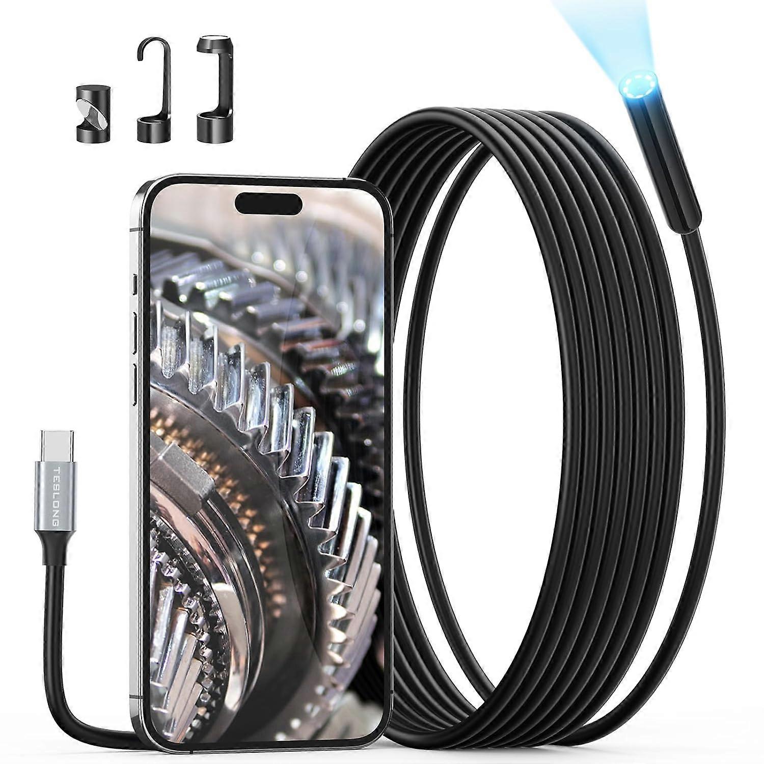 USB C Endoscope Camera with Light, Type-C Snake Borescope Camera w