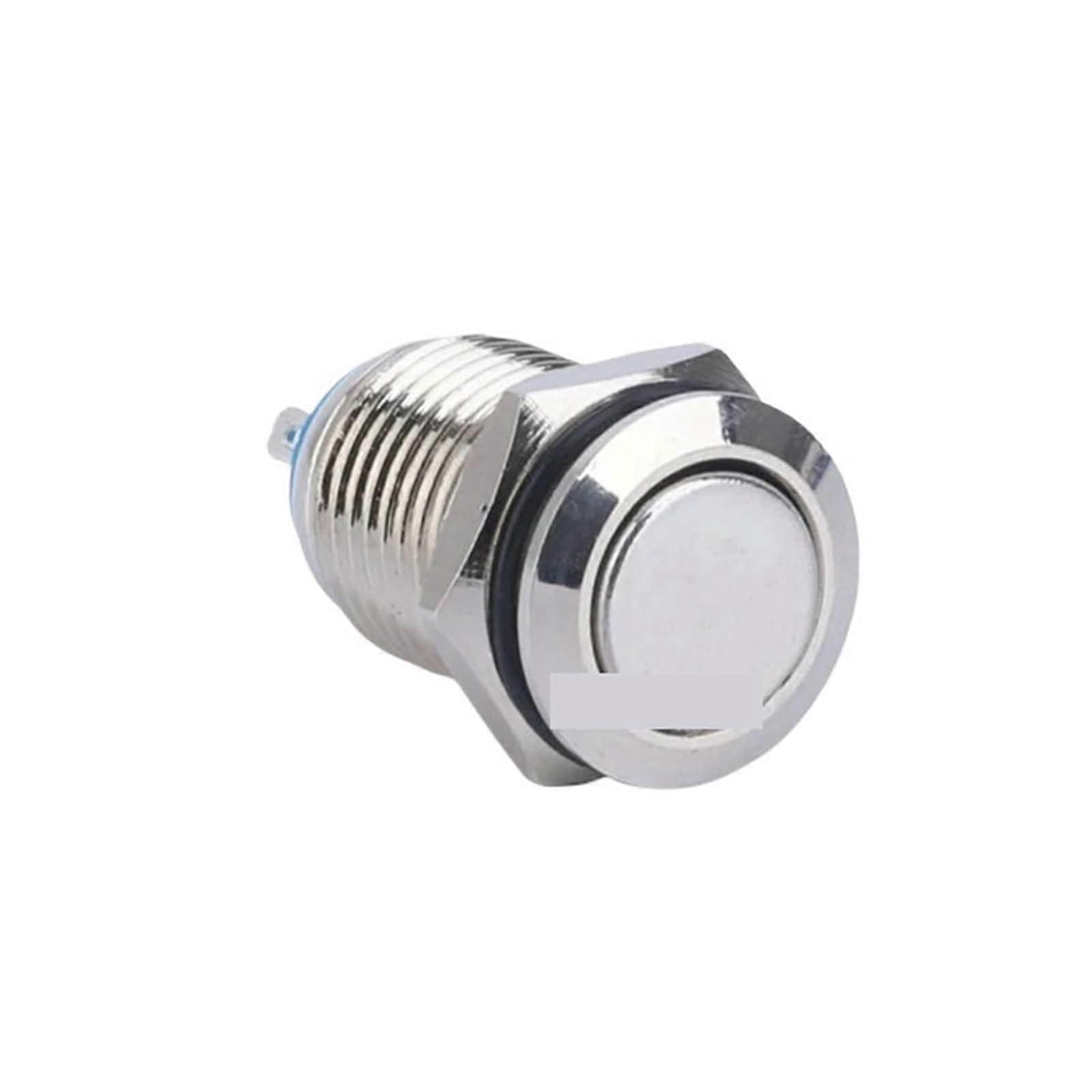12mm SelfLocking Momentary Switch 2A 250VAC 1NO1NC Metal Reset Push Button Switch (Flat Head, 12MMMOMENTARY(Reset))