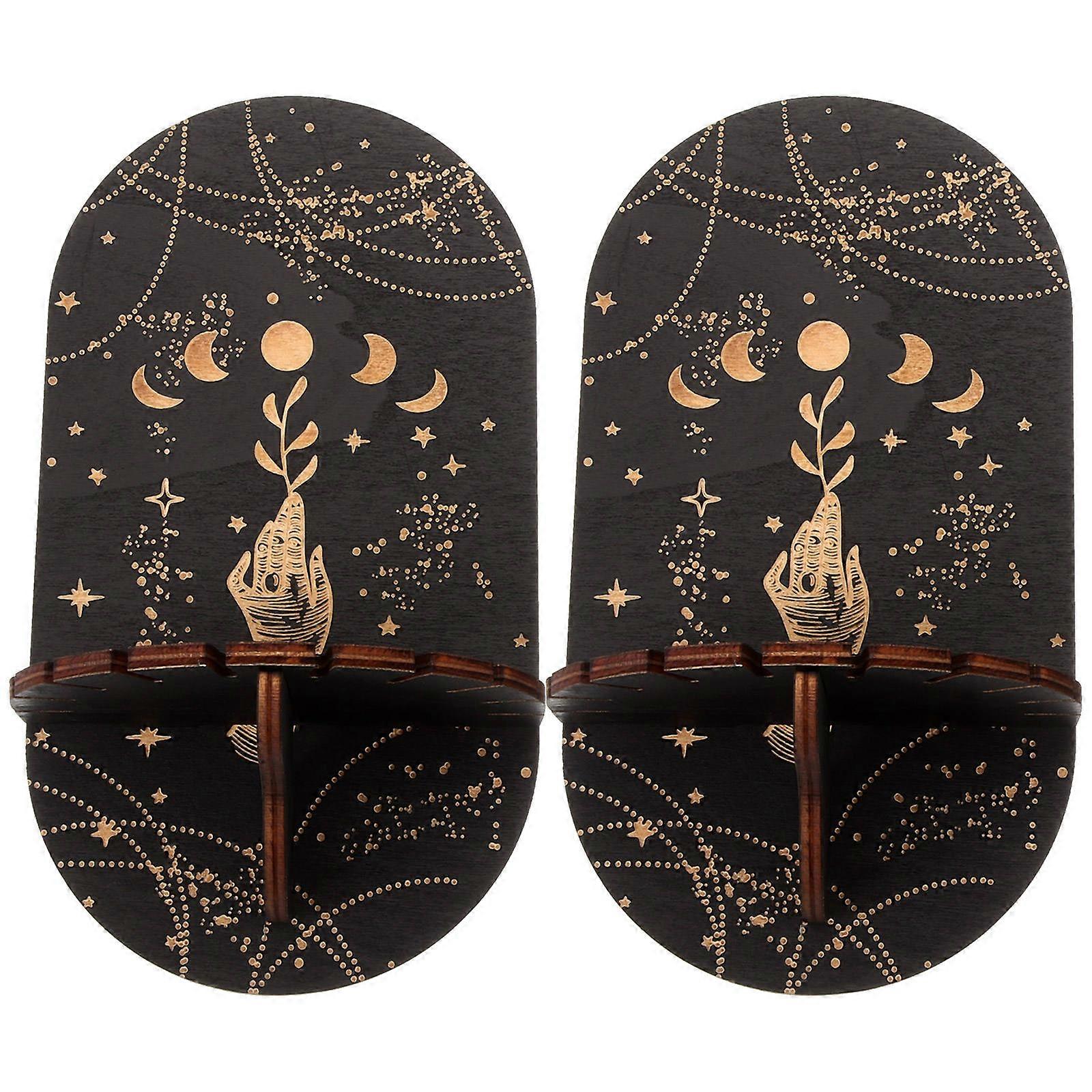 Wall Display Shelves Crystal Display Stand Bohemian Style Wood 9.6×4.1×2.8in 2Set