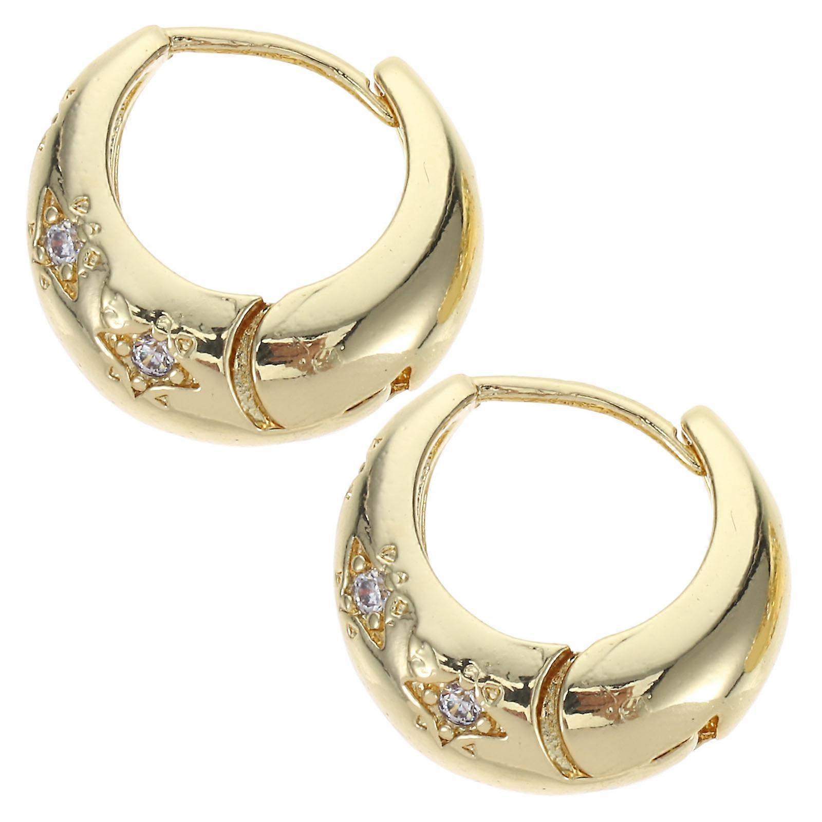 1 Pair Small Loop Earrings Sparkly Rhinestones Loop Earrings Fashion Accessory