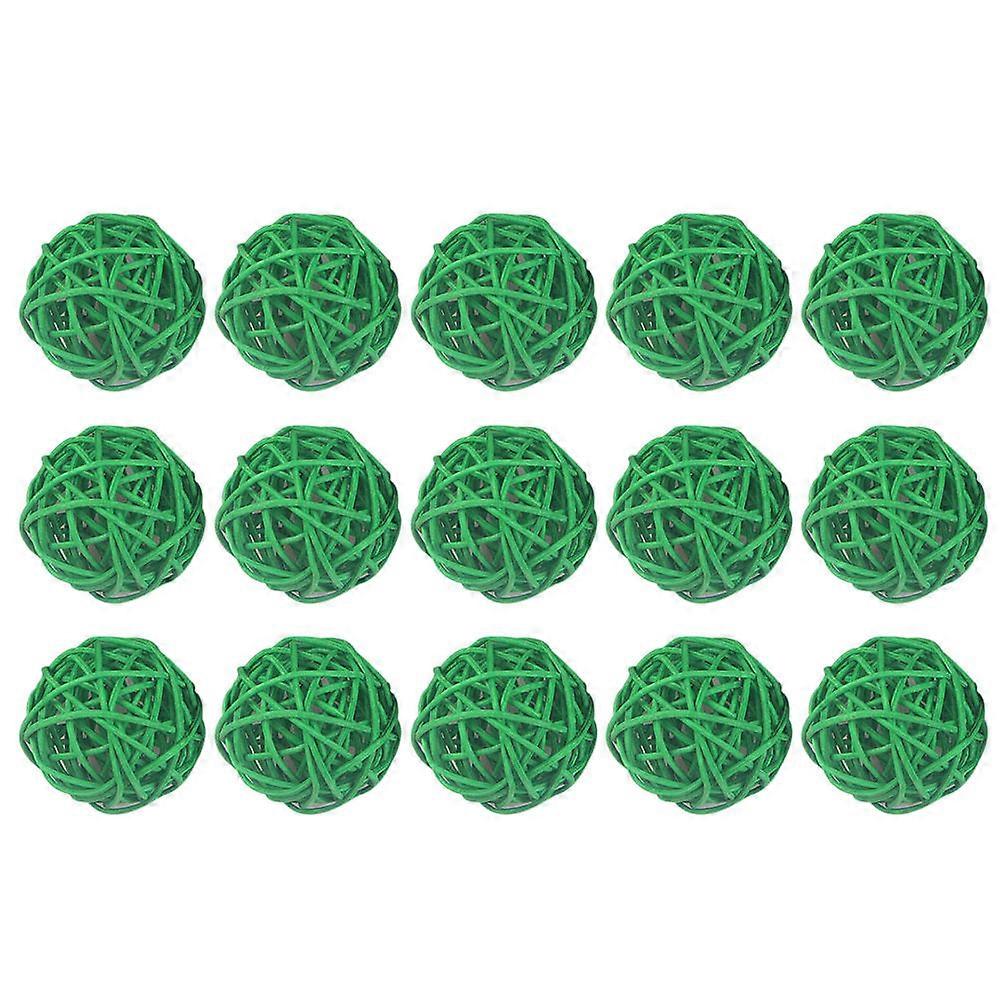 15pcs Green Wicker Rattan Balls DIY Hanging Ornaments for Home, Kindergarten, Hotel, and Bar Decor – Unique Craftsmanship for Creative Interior Design