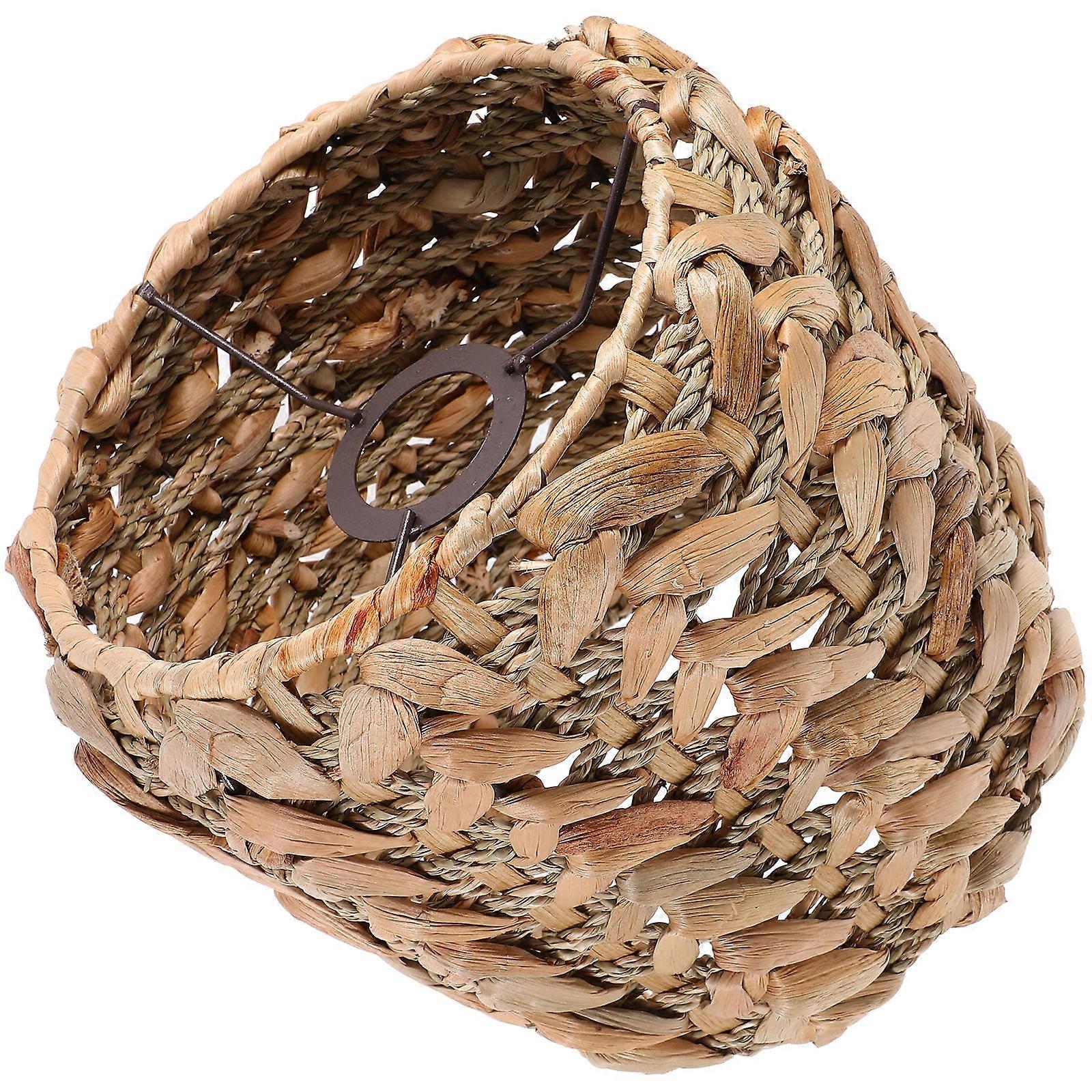 Woven Lampshade Replacement for Pendant Light, Rustic Straw Design, Lightweight, Easy Installation, Compatible with Bulbs, Home Bedroom Decoration