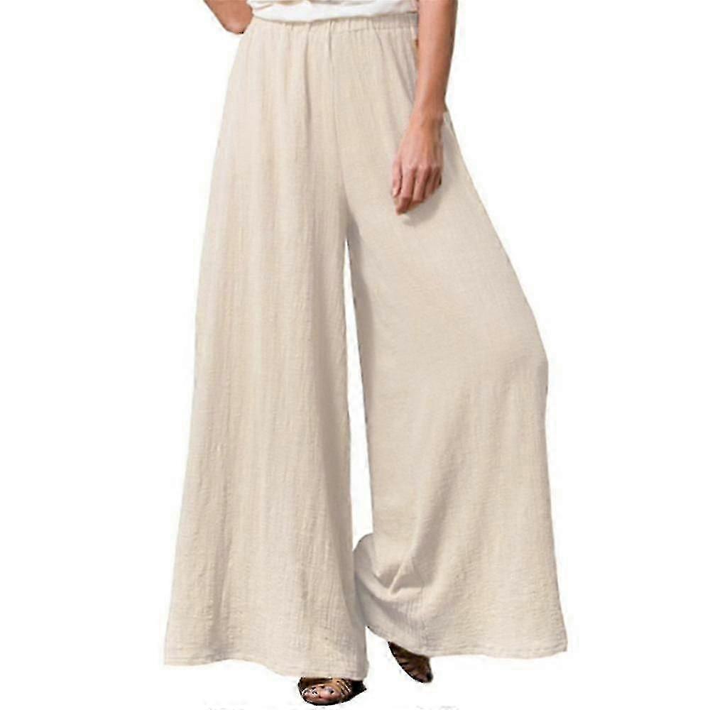 Femmes Dames Taille élastique Jambe Large Pantalon Long Été Pantalons vacances amples