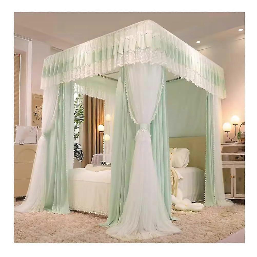Bed Canopy Mosquito Net for Twin Queen King with Metal Support (Green)