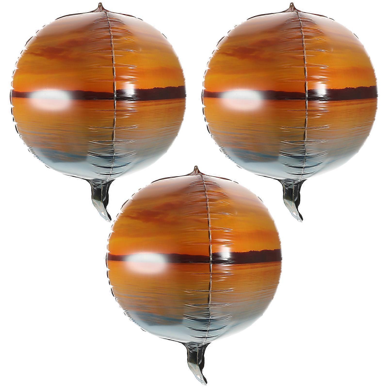 Yellow Aluminum Film Balloon for Decoration High Grade Material Not Easy to Blast 3pcs