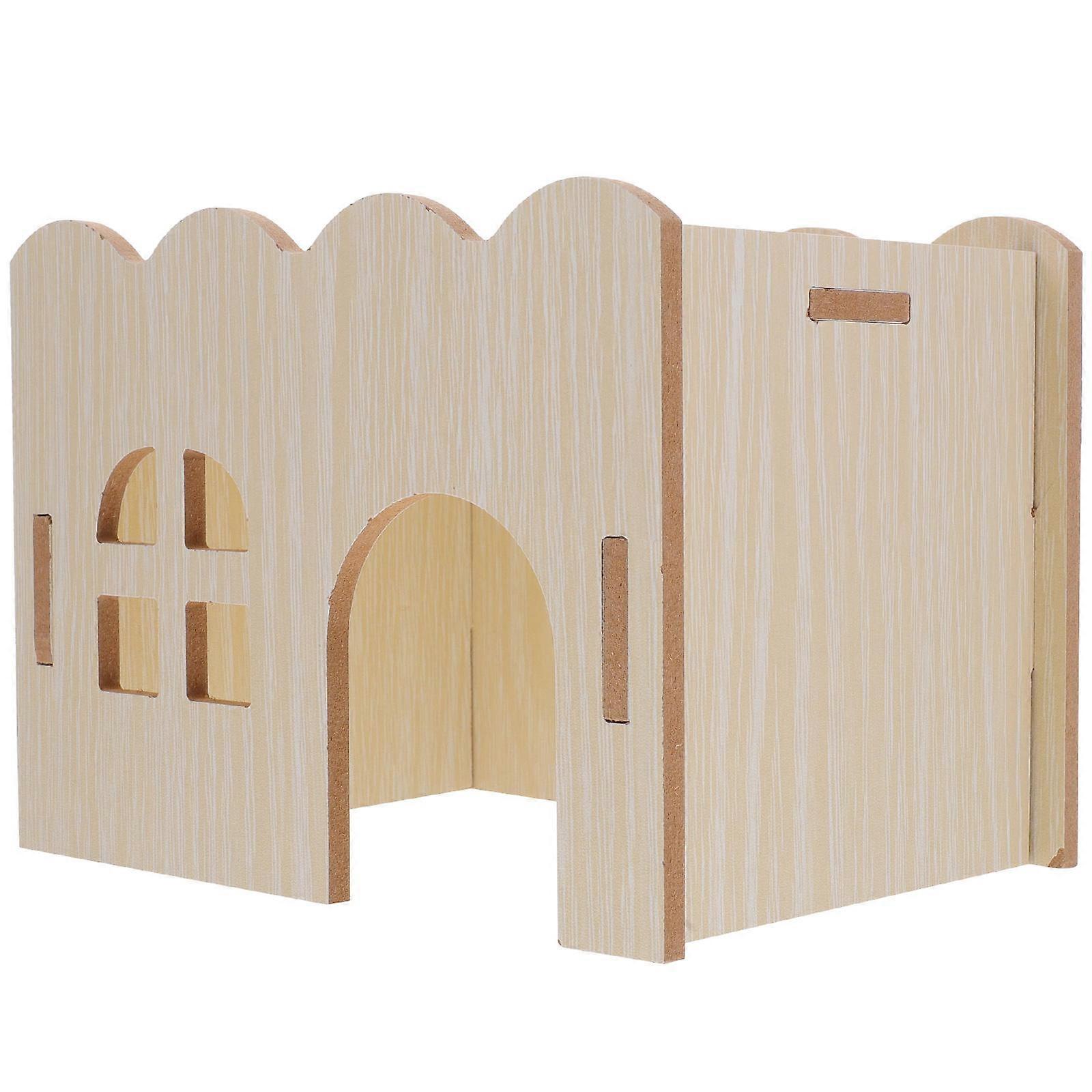 Wooden Hamster House with Ventilation Window, Multi purpose Guinea Pig Tunnel, Bite resistant Small Pet Habitat, DIY Paintable Hideaway for Indoor Use