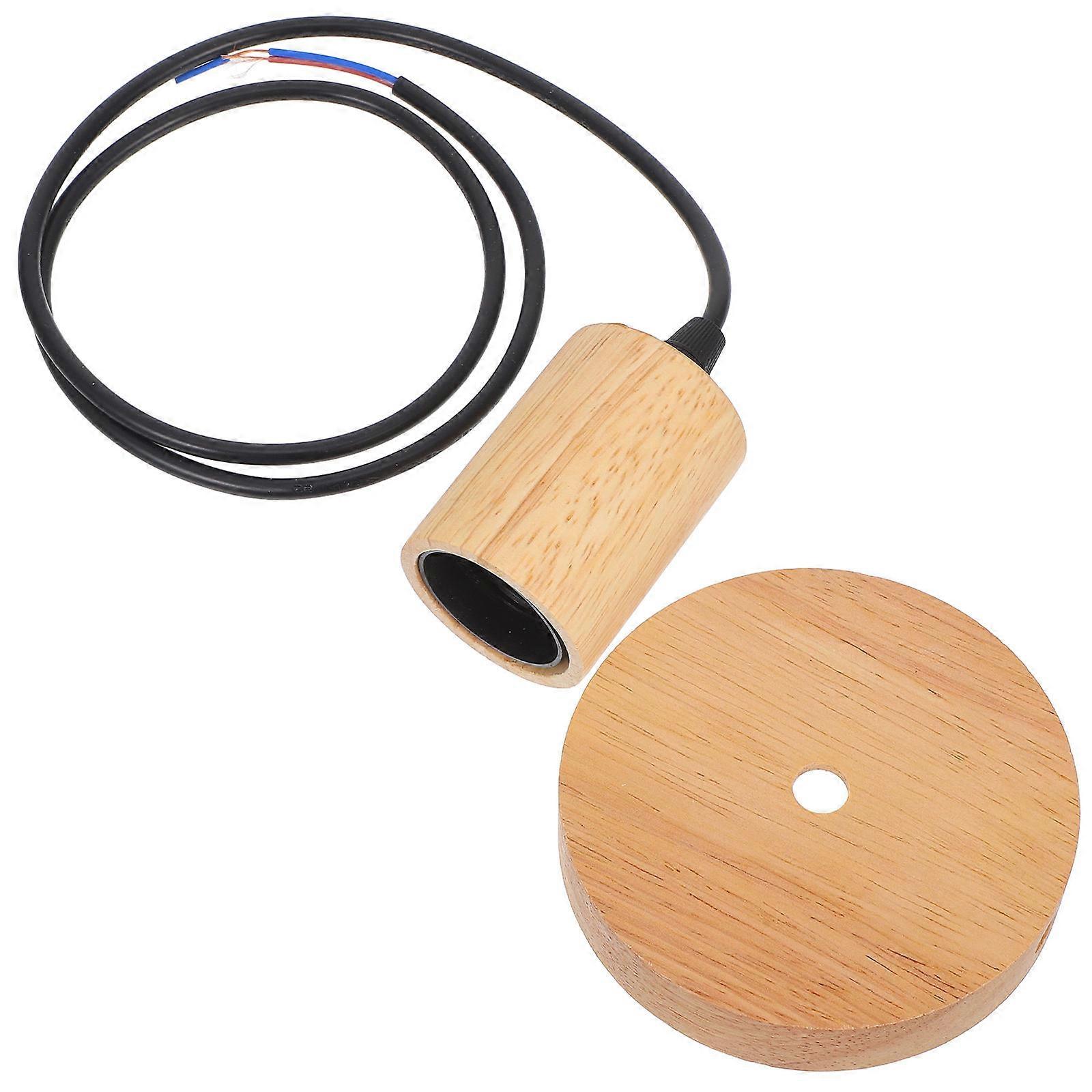 Wood Pendant Lights Fixture with E27 Sockets Retro Design for Home Multi Color PET and Wood Material Adjustable Length