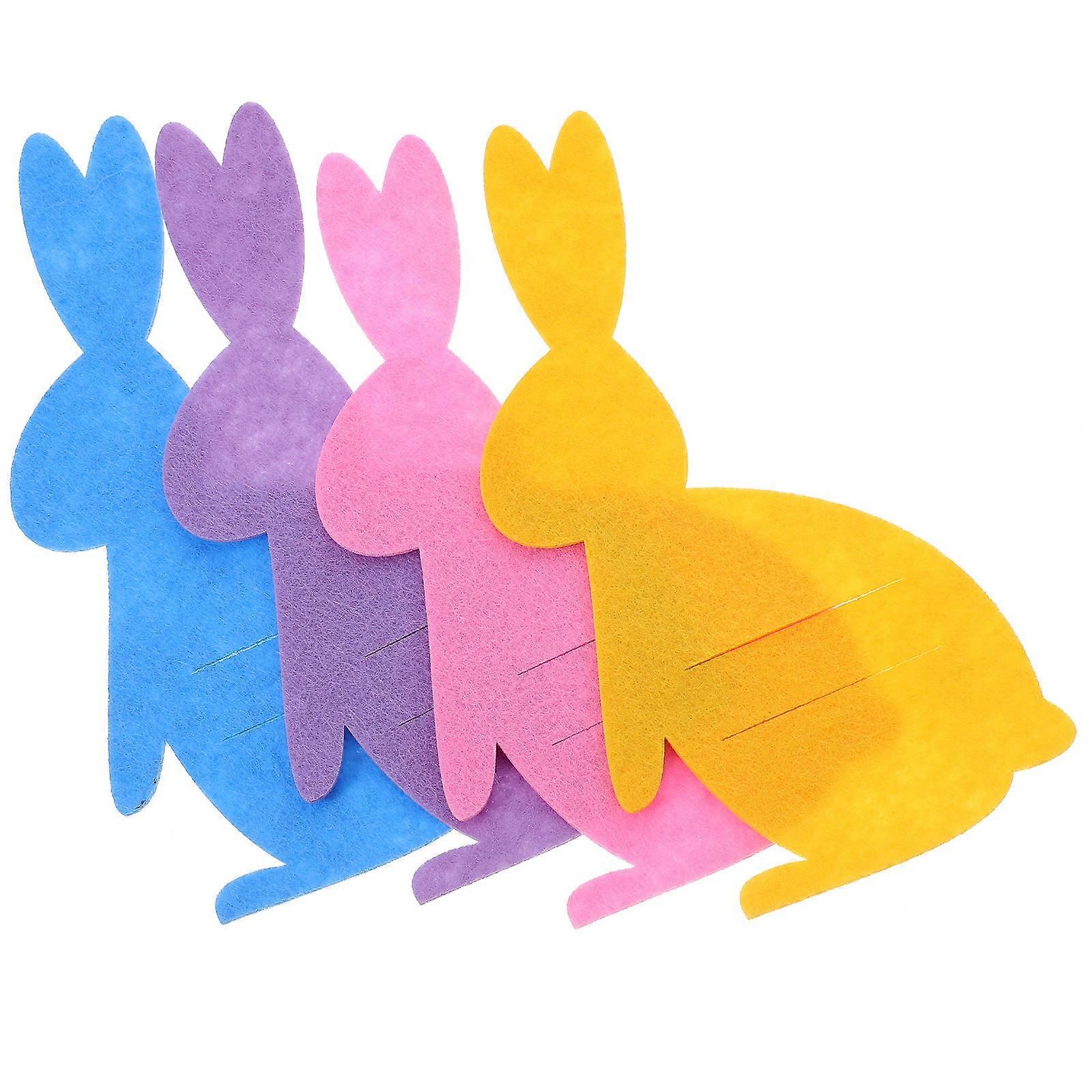 Bunny Style Cutlery Pouch Case For Easter Parties 4Pcs Assorted Color Tableware Storage Solution