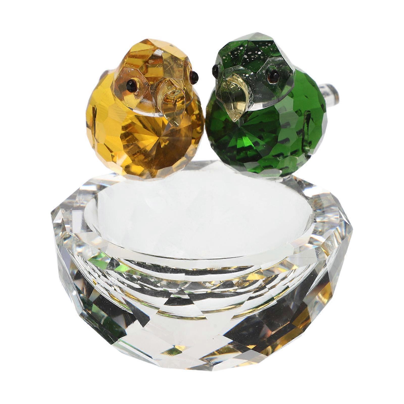 Elegant Multi Crystal Glass Bird Nest Ornament for Home Decoration Unique Present 3.5 Inches