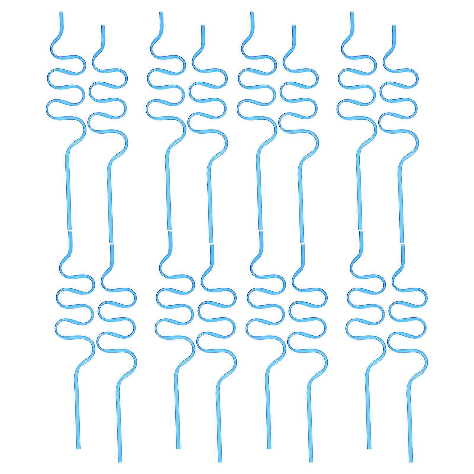 Bending Straws Reusable Swirly Straws For Outdoor Gatherings Creative And Safe 25.20X4.50X0.20CM Blue 20Pcs