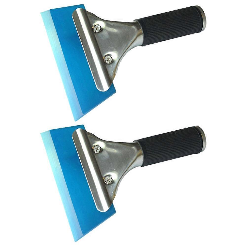 Blue Car Film Remover Tool with Flexible Rubber Sleeve for Water and Snow Scraping Stainless Steel Handle 2pcs