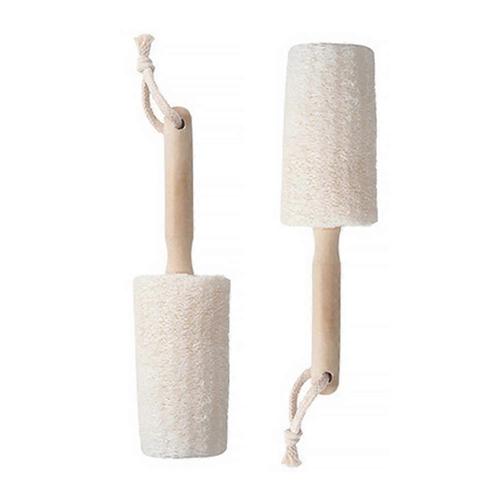 Natural Loofah Shower Brush for Women with Synthetic Material Assorted Color 2 Pieces 7.8 Inches