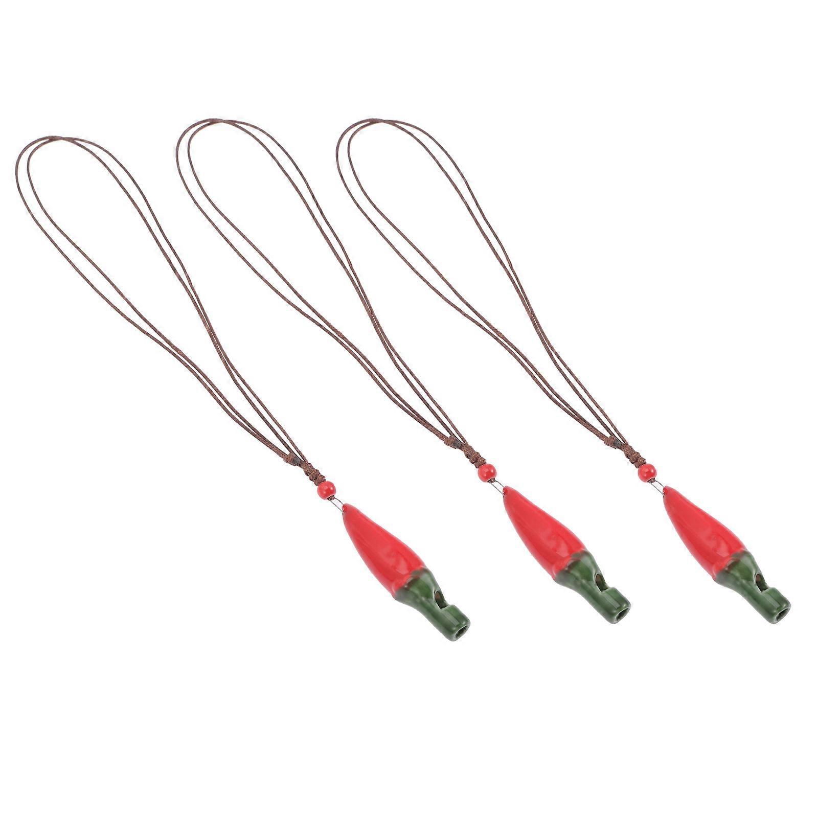 Ceramic Whistle Toy Red Pepper Shape Aesthetic Education Interest Training 3Pcs