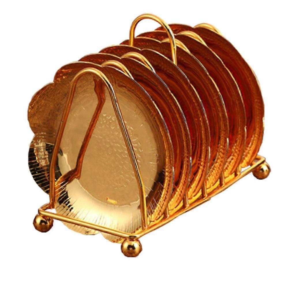 Party Serving Trays Decorative Food Presentation Golden Plate Rack For Home Use With 1 Set