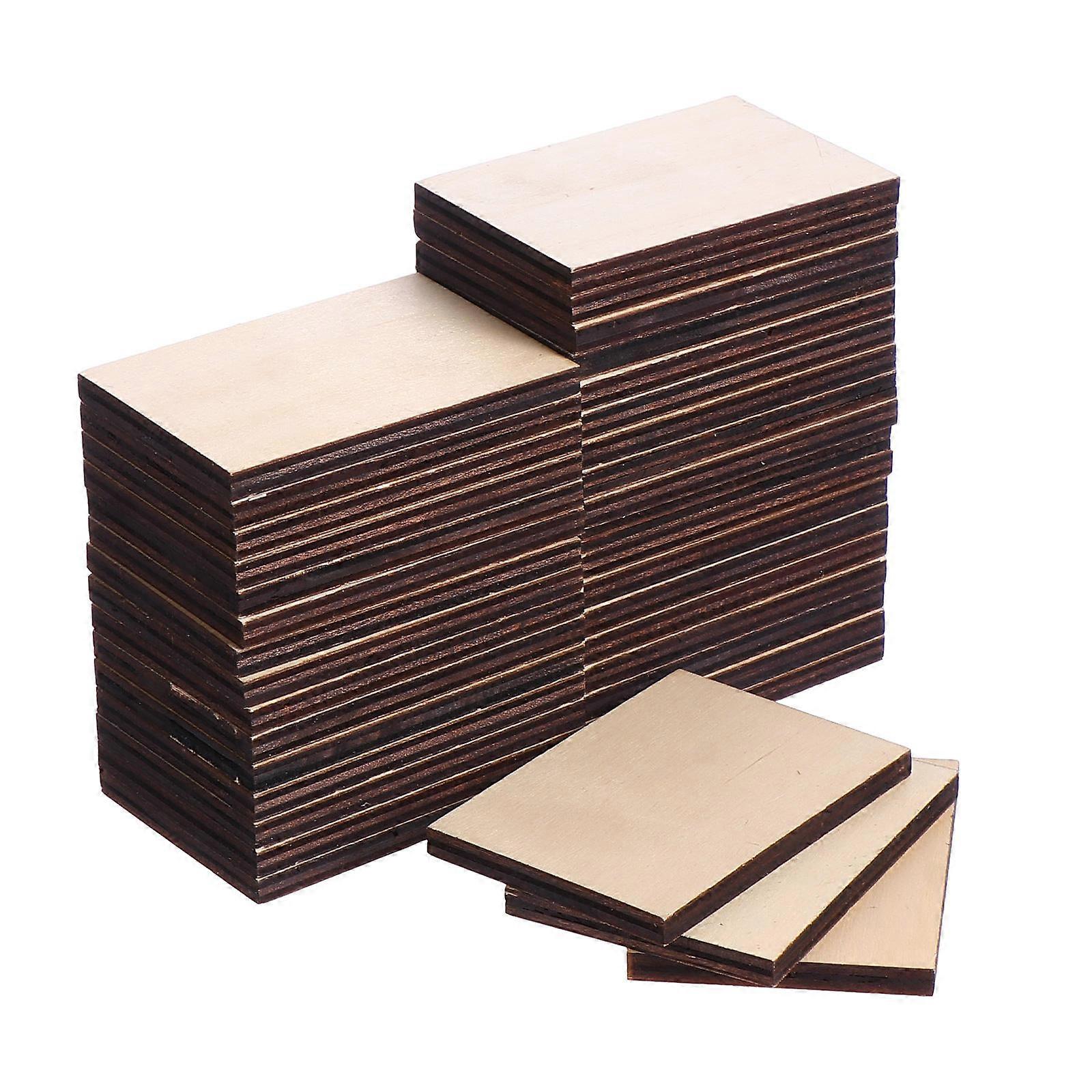 Small Wood Pieces For Crafts 36Pack Rectangular Right Angle Eco-Friendly Decorative Ideas For Chocolate Color