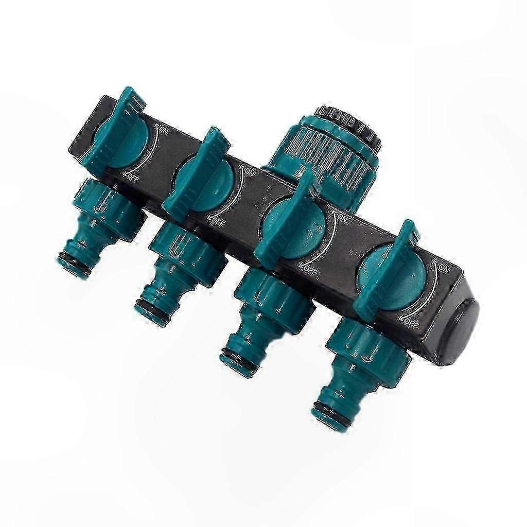 4-Port Plastic Garden Hose Splitter with Tap Connector for Water Distribution
