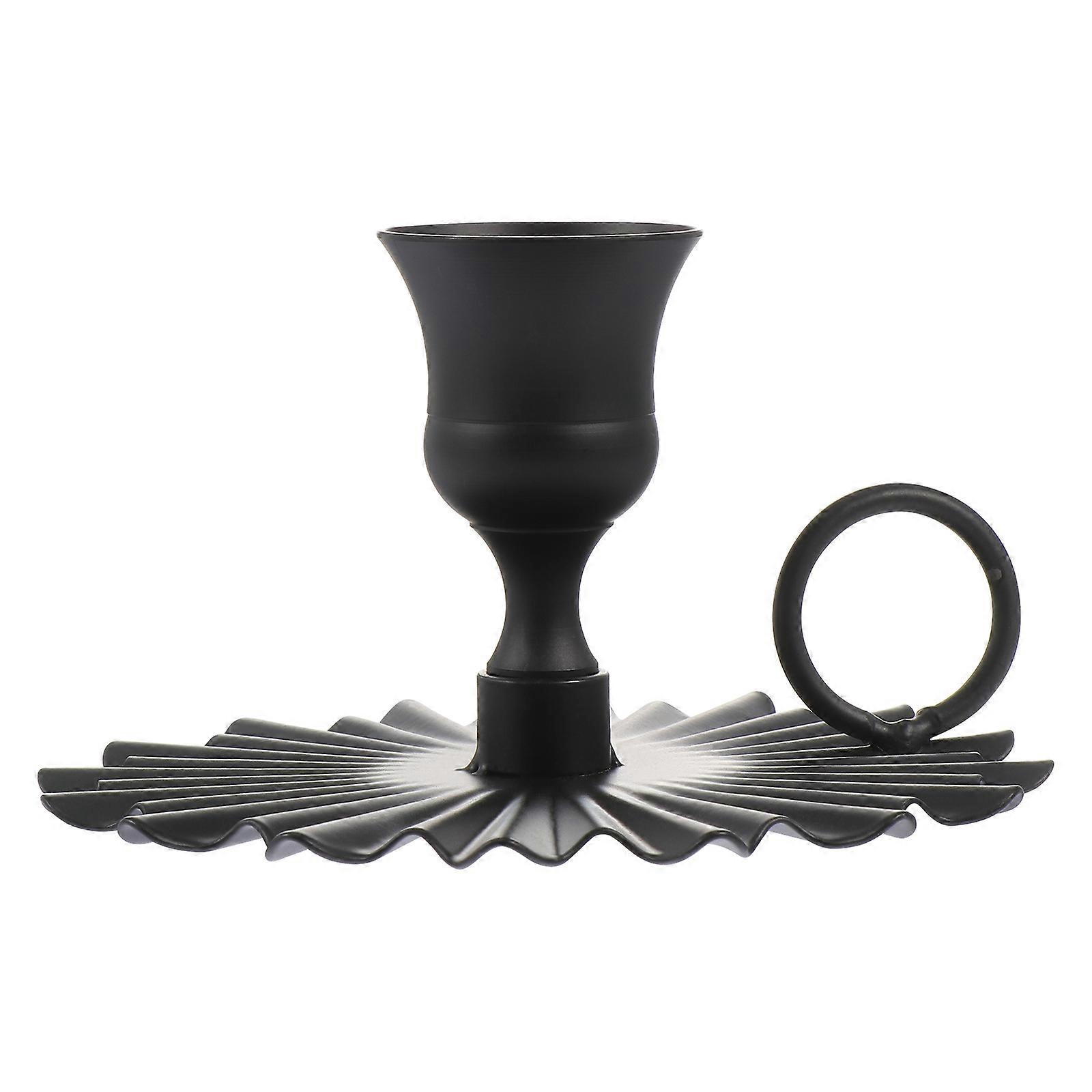 Black Iron Candleholder for Decor Fan Shape Design 1pc
