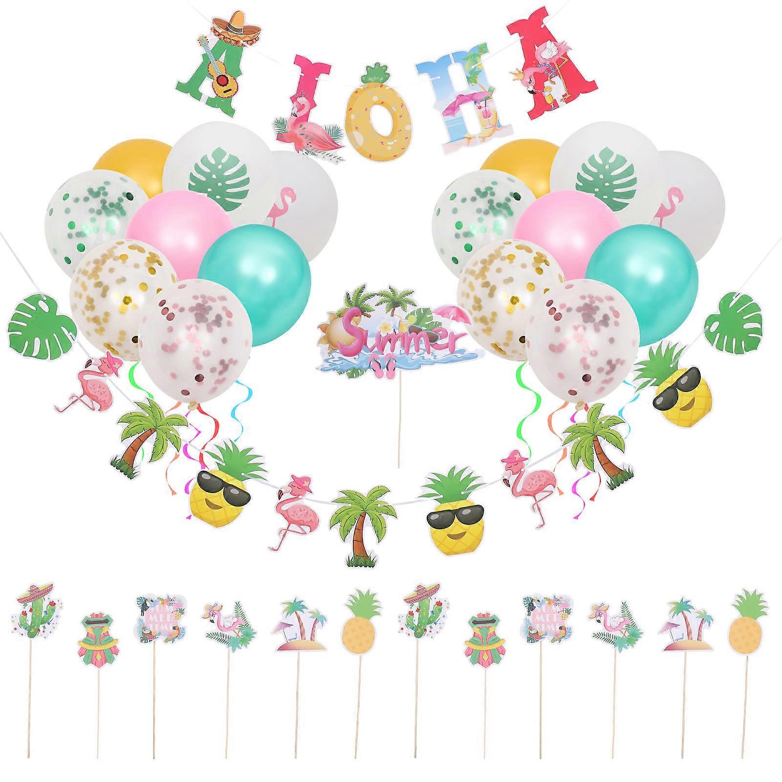 Reusable Hawaii Cake Topper Kit, Strong Balloon Banner for Festive Atmosphere Creation